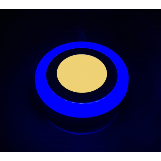 Çift Renkli 3+3 W Led Panel Sıva Üstü Yuvarlak Spot Armatür Çap:10,5cm Gün Işığı(3000k)