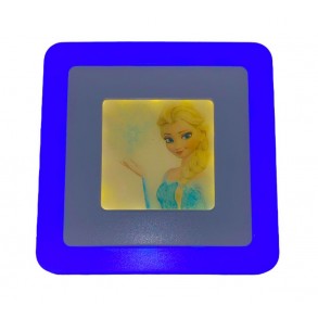 Çocuk Odası Gece Lambası Veya Aydınlatma Elsa Bebek Baskılı 3+3 watt Sıva Üstü Kare Led Spot 10cm