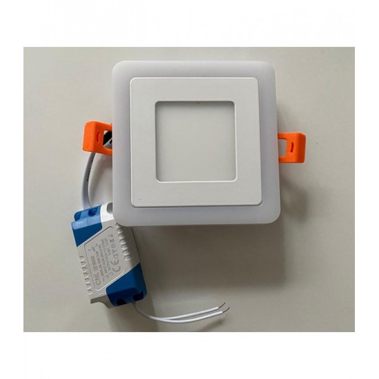 Çift Renkli 3+3 Watt Led Panel Sıva Altı Kare Spot Armatür 10,5x10,5cm Beyaz(6500k)